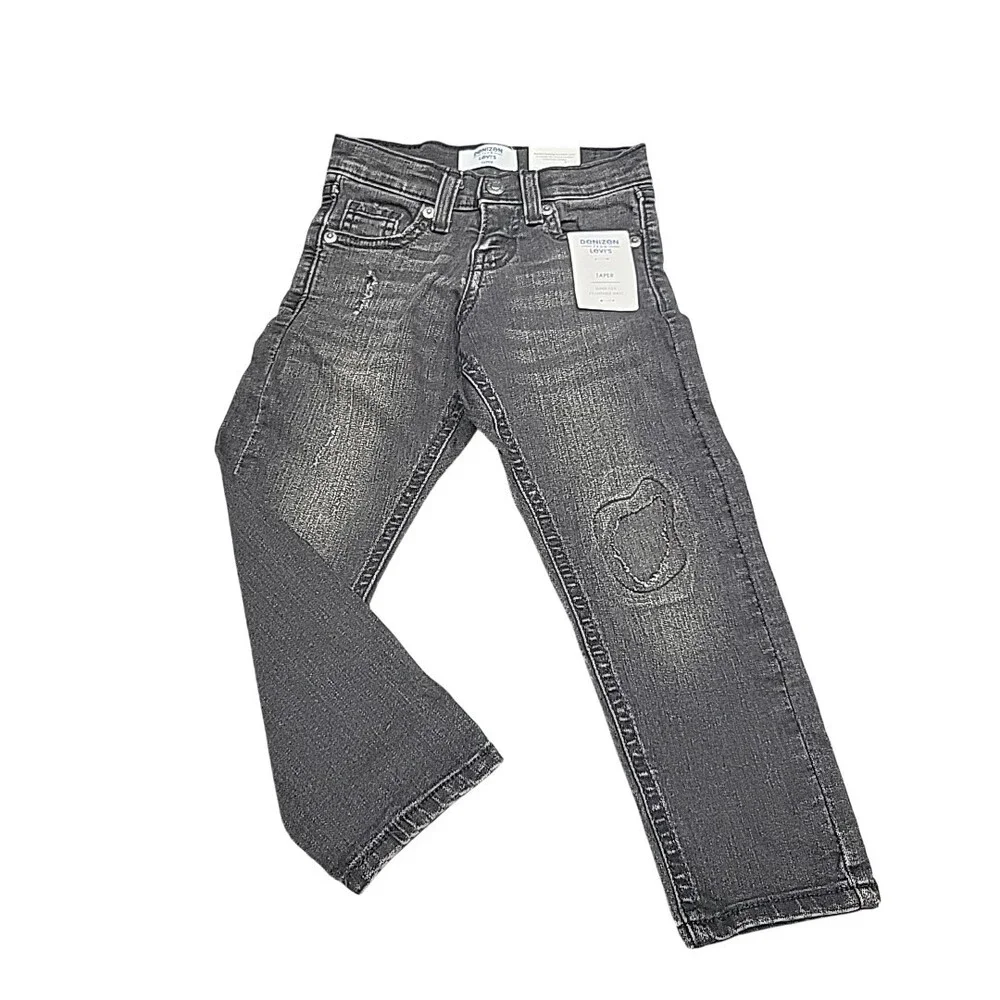 DENIZEN from Levi's Boy's Black Taper Adjustable Waist Jeans Size 4